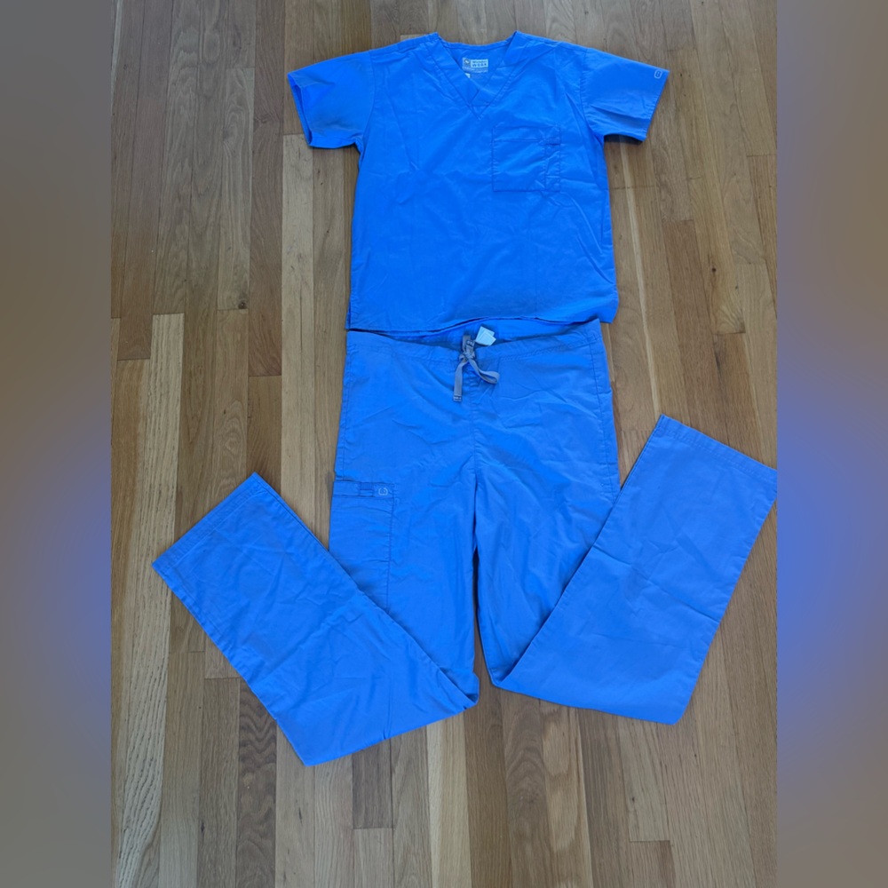 WonderWink WonderWORK Scrub Set - Ceil Blue - XXS Top / XS Tall Pants - Picture 3 of 10